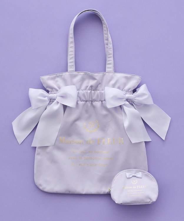 Maison de FLEUR 《セット商品》ダブルリボンギャザートート・ポーチ Lavender