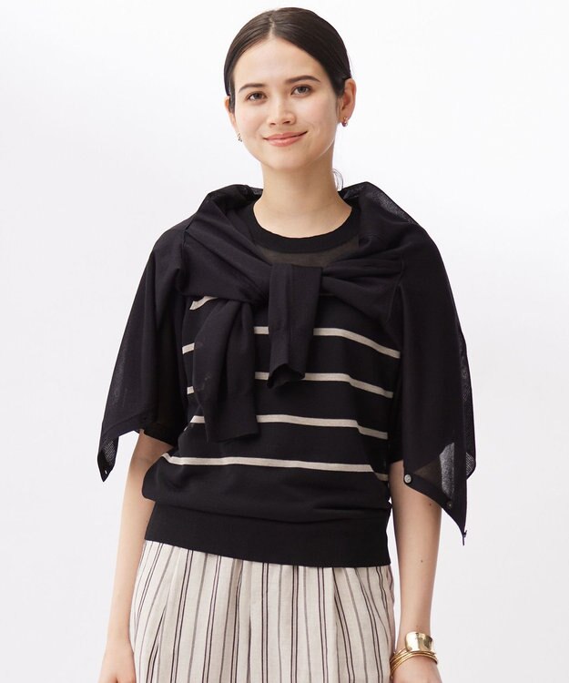 自由区 【洗える】ブライトシアー カーディガン ブラック