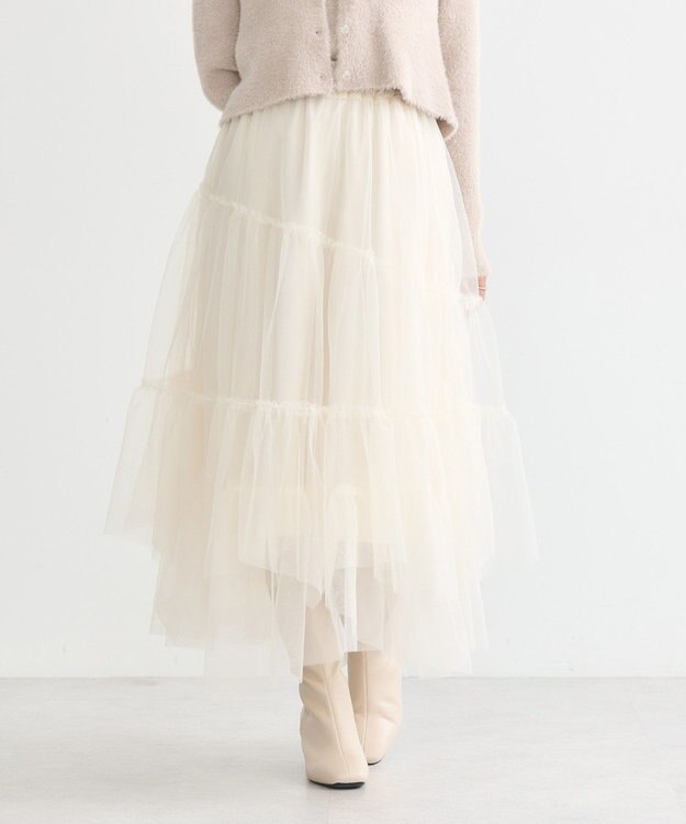 earth music&ecology イレギュラーヘム段々チュールスカート Ivory