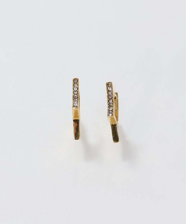 Phoebe 【金属アレルギー対応】ワンタッチライナースタービジューフープピアス　ゴールド ゴールド