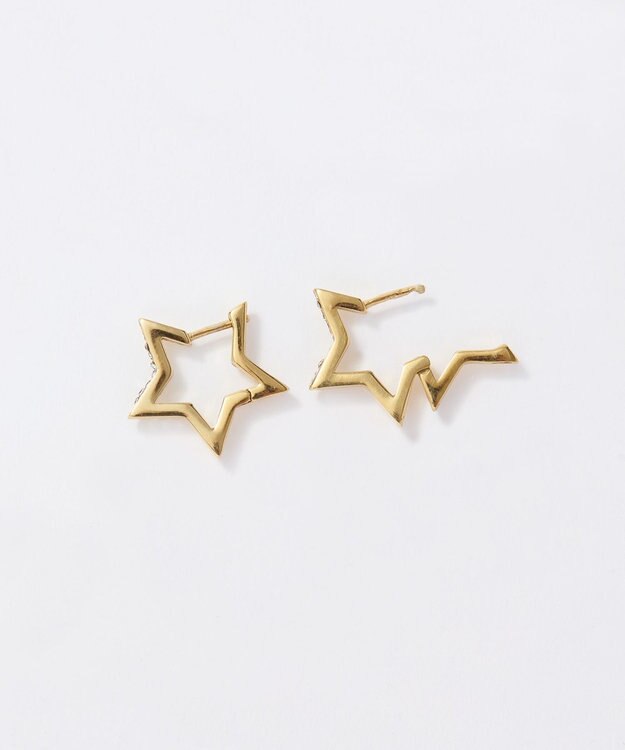 Phoebe 【金属アレルギー対応】ワンタッチライナースタービジューフープピアス　ゴールド ゴールド