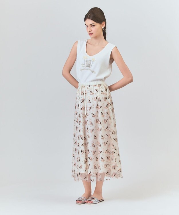 GRACE CONTINENTAL マリンembフレアスカート キナリ