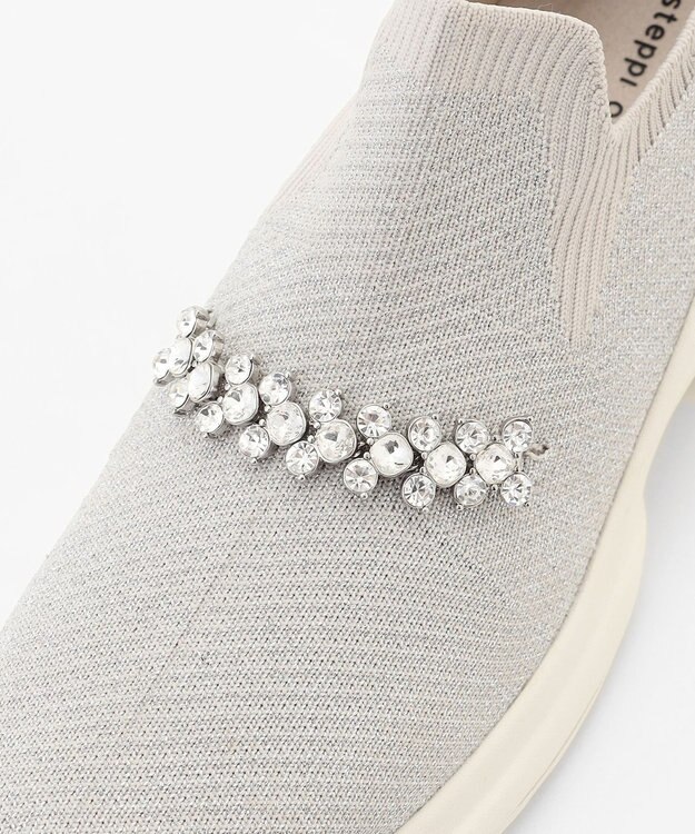 steppi 【撥水/洗える】ボリュームソール ビジュースニーカー シルバーラメ