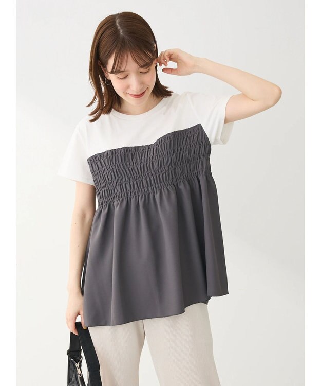 Green Parks シャーリングサテンドッキングプルオーバー Charcoal Gray