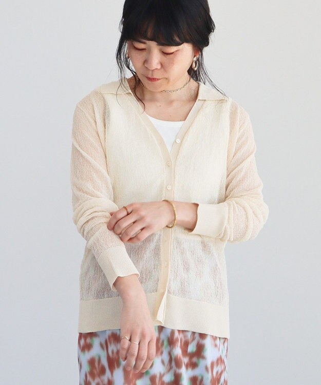 CRAFT STANDARD BOUTIQUE シアージョーゼットニットカーディガン Light Beige
