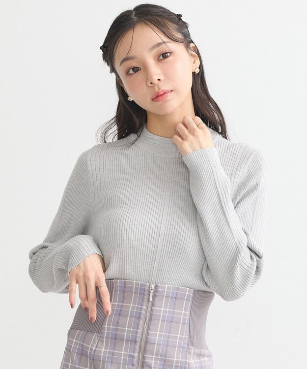 earth music&ecology やわらかタッチハイネックリブニットプルオーバー Gray Mixture