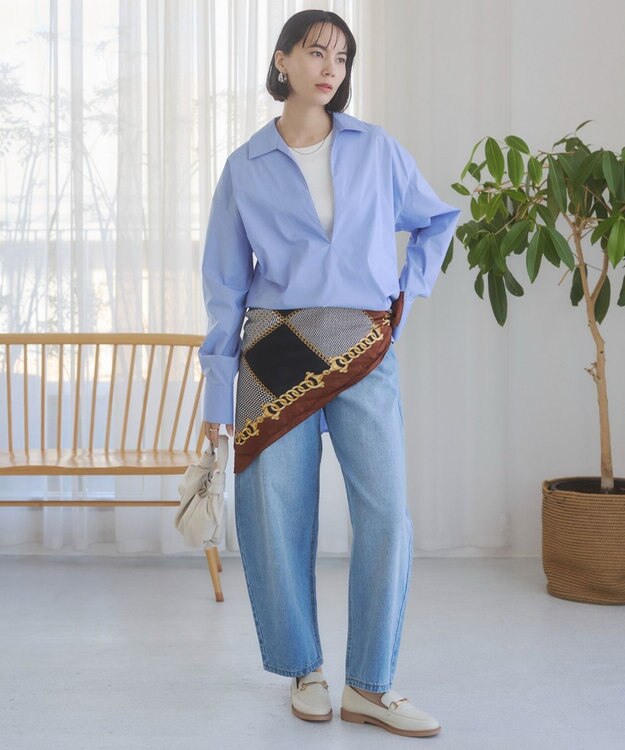 WEGO 【ANGIE VINTAGE】スキッパーシャツ サックス