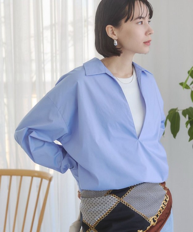 WEGO 【ANGIE VINTAGE】スキッパーシャツ サックス