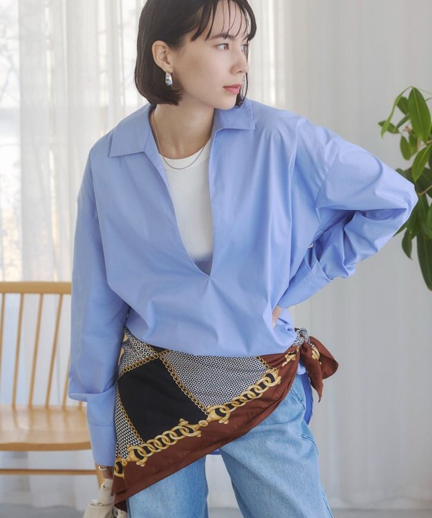 WEGO 【ANGIE VINTAGE】スキッパーシャツ サックス