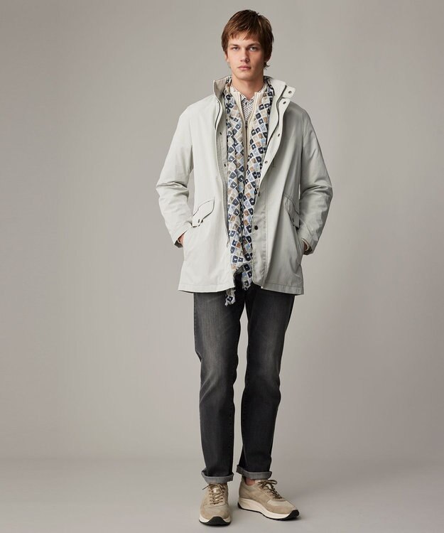 JOSEPH ABBOUD 【25SS・7ポケット/軽量/ECO撥水/インフード】ライトマイクロリップピーチ コート アイボリー系
