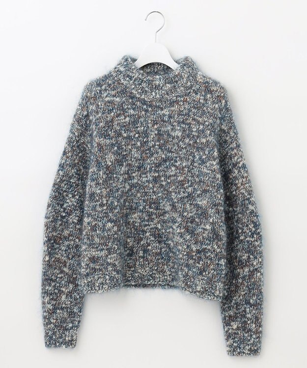 自由区 カラーミックスツイード クロップドニット ブルー系8