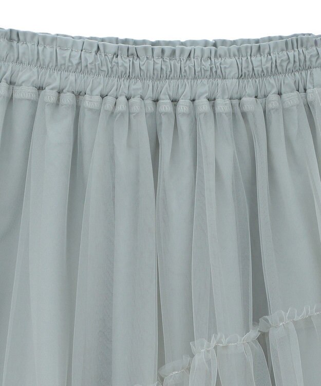 earth music&ecology イレギュラーヘム段々チュールスカート Mint Green