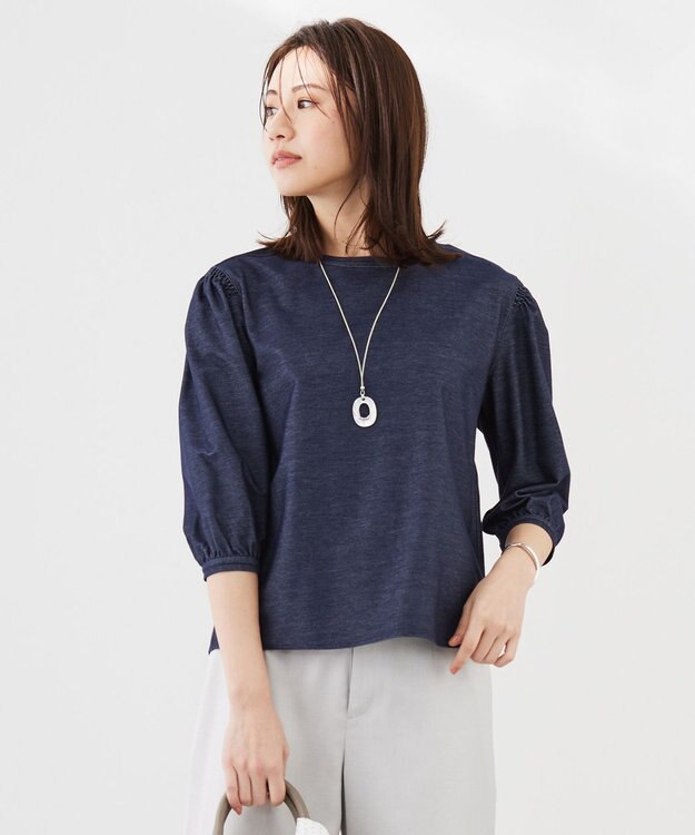 J.PRESS LADIES デニムライクジャージー カットソー インディゴ系