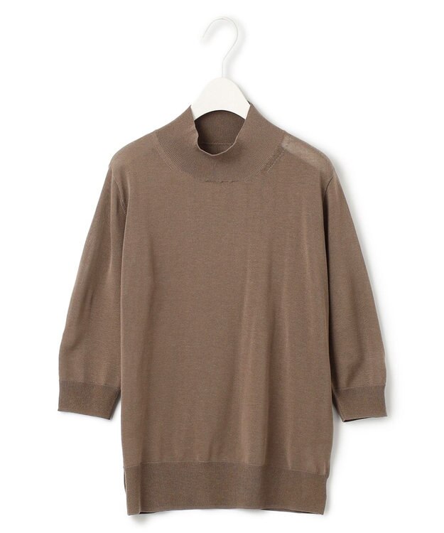 ICB 【洗える】 ウールアセテートハイゲージ ハイネックプルオーバー モカ系