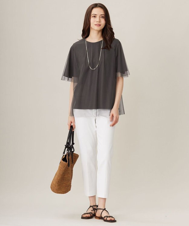 自由区 【洗える】シアーチュールプルオーバー カットソー スレート