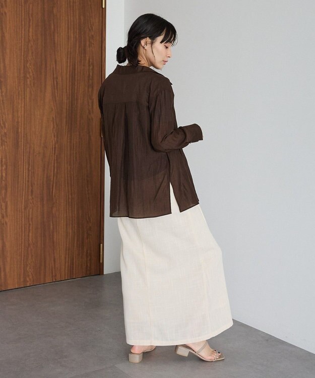 CRAFT STANDARD BOUTIQUE シアーオープンカラーシャツ Brown