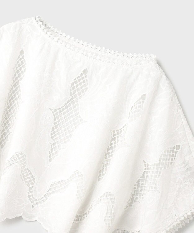 GRACE CONTINENTAL 刺繍ポンチョトップ ホワイト