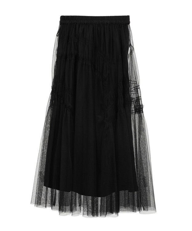 earth music&ecology シャーリングギャザーチュールスカート Black