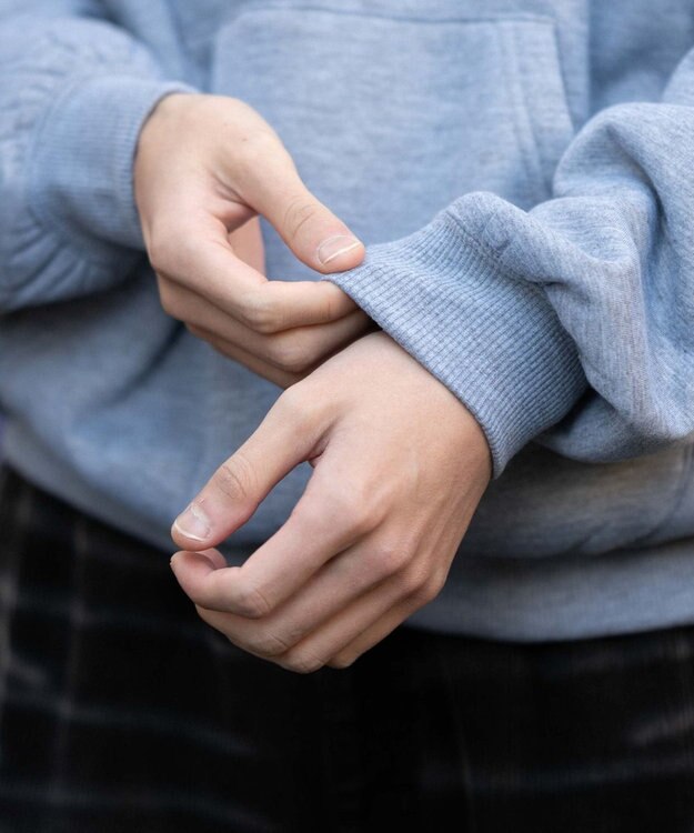 WEGO 【ユニセックス着用ITEM/裏起毛】カレッジロゴボアパーカー 杢グレー