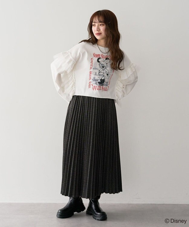 Green Parks ミッキー＆フレンズ／袖フリルショート丈ＴＥＥⅡ Off White