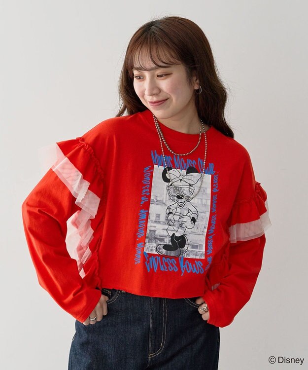 Green Parks ミッキー＆フレンズ／袖フリルショート丈ＴＥＥⅡ Red