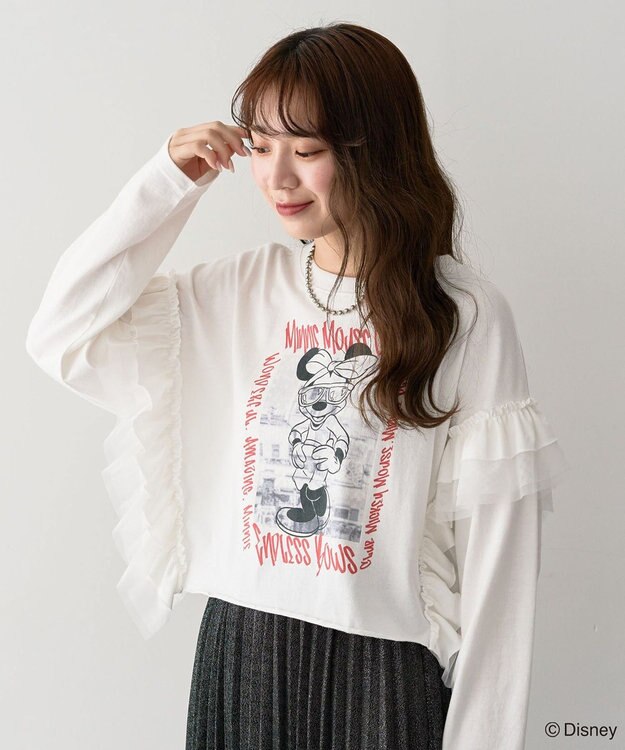 Green Parks ミッキー＆フレンズ／袖フリルショート丈ＴＥＥⅡ Off White