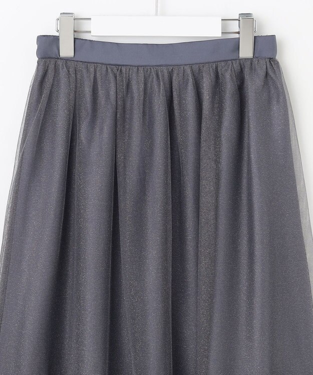 Feroux 【洗える】ラメチュール スカート ライトグレー系