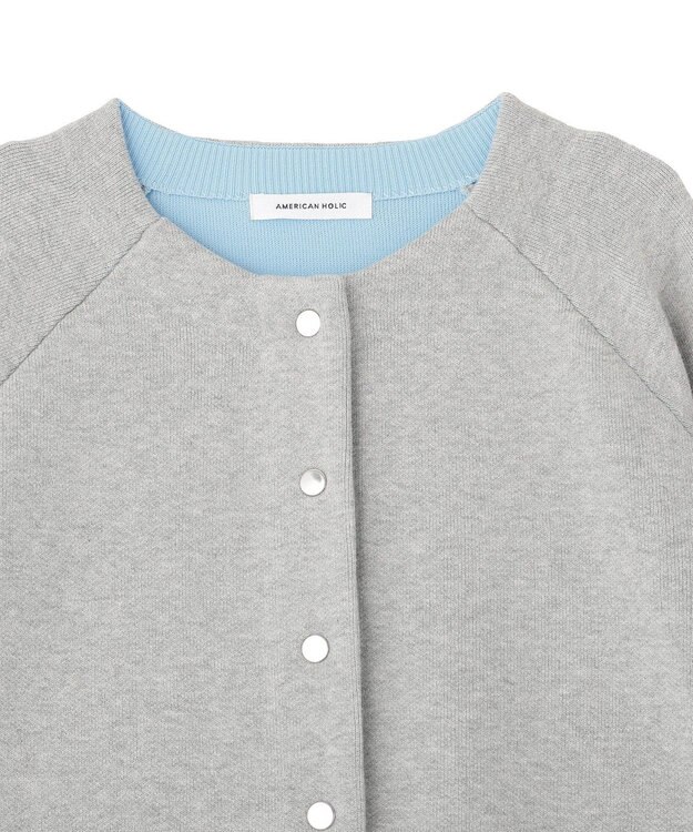 AMERICAN HOLIC Wフェイスラウンドヘム ラグランニットカーディガン Gray Mixture