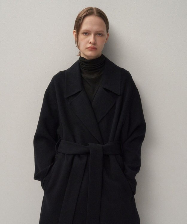 ATON MERINO DOUBLE MELTON | ガウンコート BLACK