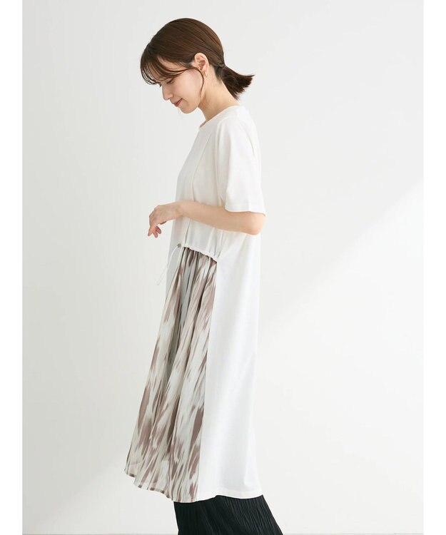 Green Parks 柄シアードッキングワンピース Off White