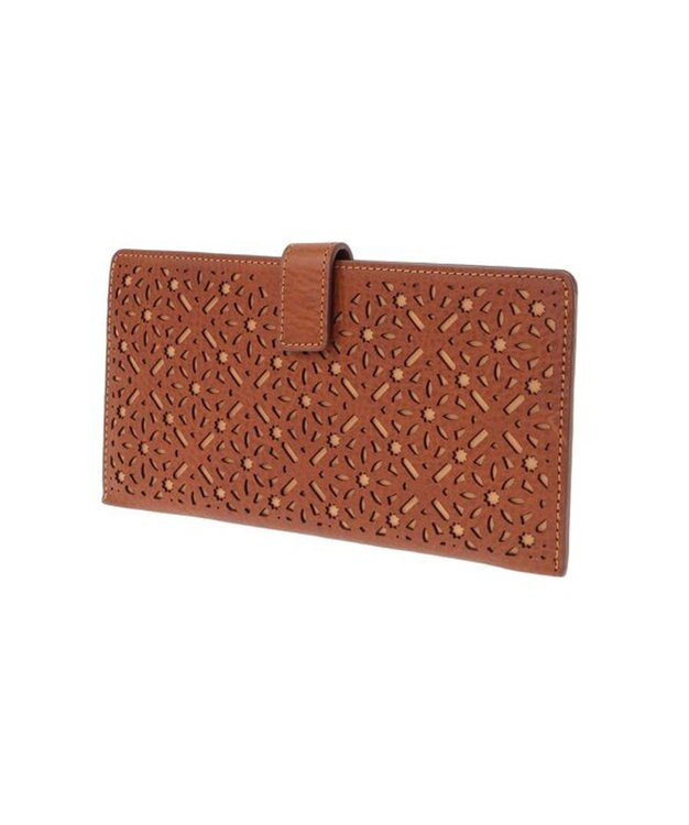 genten ダイヤカットワーク　マチなし長財布 チャ