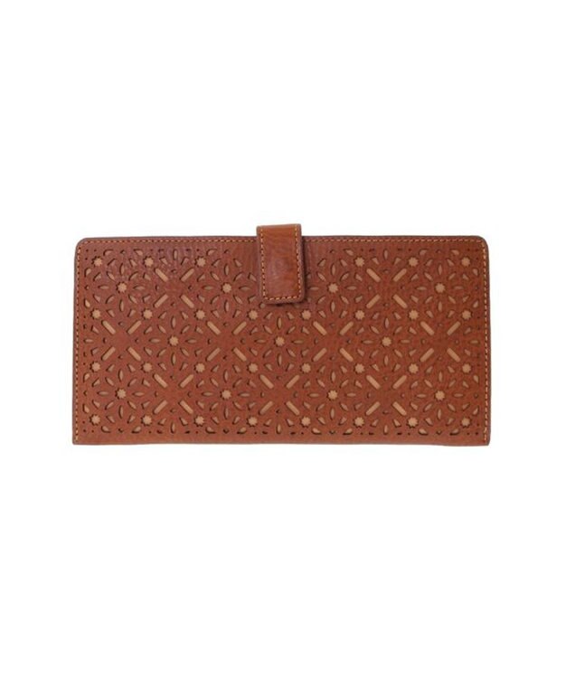 genten ダイヤカットワーク　マチなし長財布 チャ