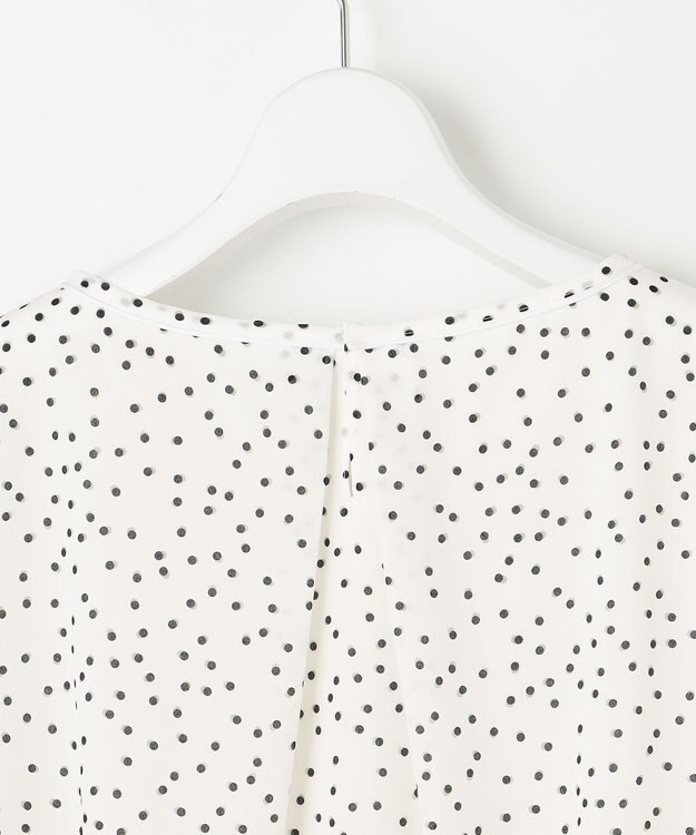 自由区 L 【洗える】ロイヤルシフォンドット柄 ブラウス オフプリント