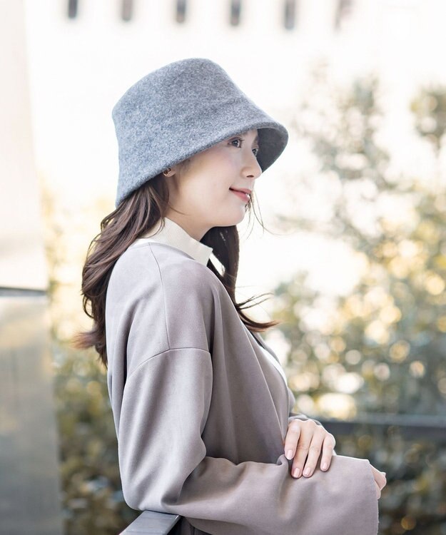 MOONBAT 【洗える】ウールバケットハット サイズ調整可 UVカット 畳める 大きめ グレー