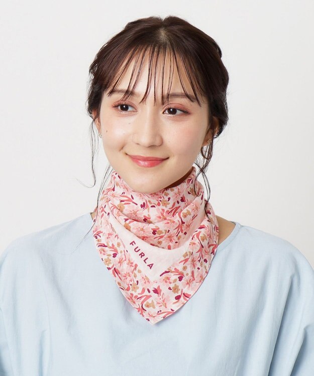 MOONBAT フルラ (FURLA) コットンプチスカーフ 50cm×50cm ペールピンク