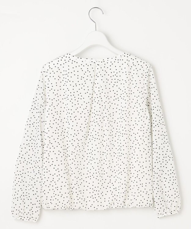 自由区 L 【洗える】ロイヤルシフォンドット柄 ブラウス オフプリント