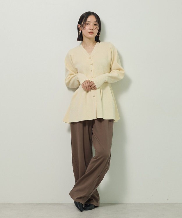 Green Parks 金釦ペプラムニットカーディガン Ecru