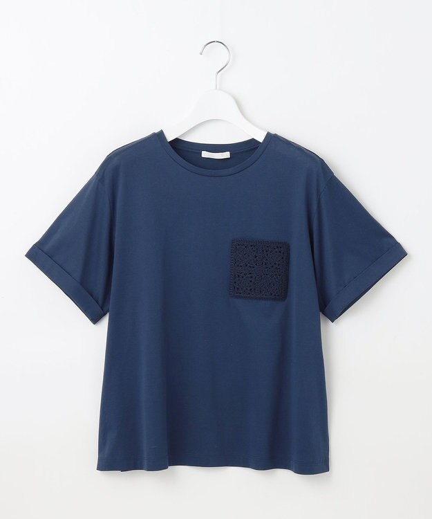 自由区 S 【カタログ掲載・洗える】クロッシェポケット Tシャツ コバルトブルー
