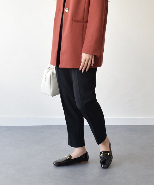 INTER-CHAUSSURES 【FABIO RUSCONI】スクエアトウサケットビットローファー ブラックエナメル