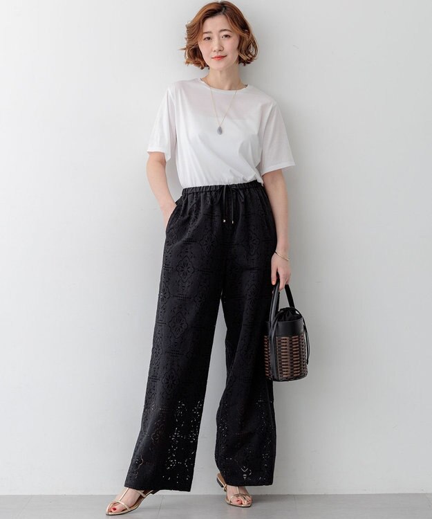 23区 S 【先行予約/見上愛さん着用】シアーコンフォート クルーネック Tシャツ ホワイト系