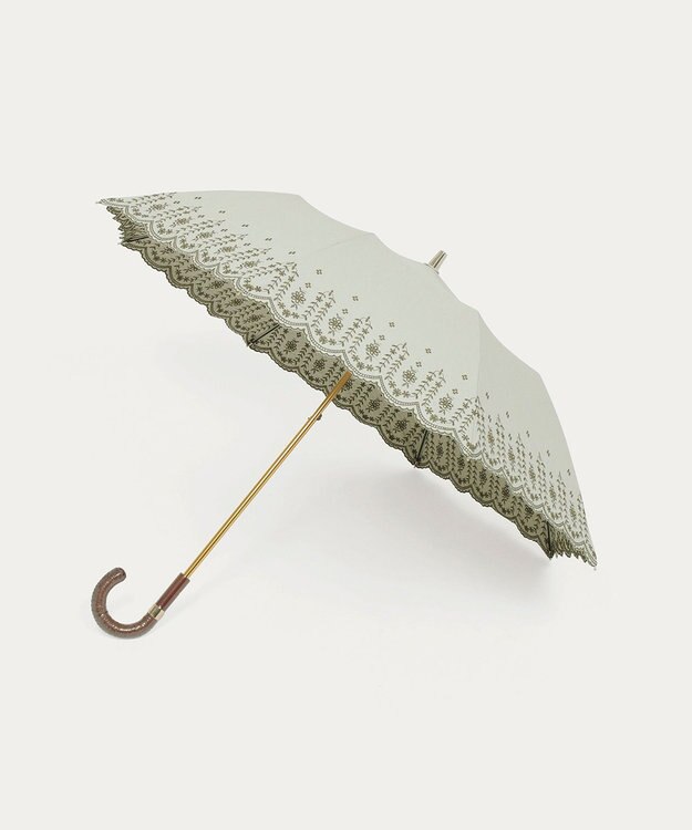 MOONBAT POLO RALPH LAUREN（ポロ ラルフローレン）晴雨兼用日傘 フローラル刺繍 折りたたみ傘 楽折 遮光 遮熱 UV カーキー