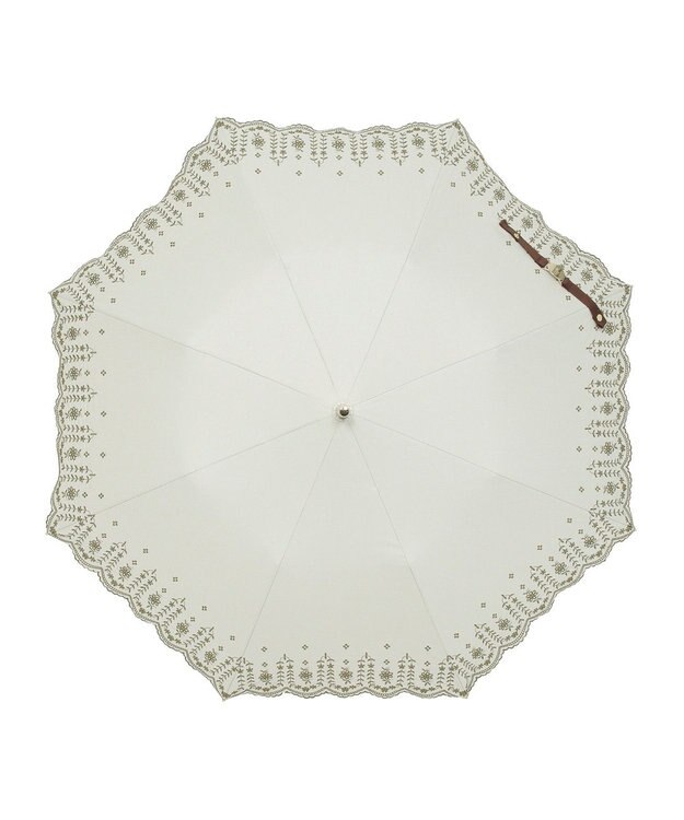 MOONBAT POLO RALPH LAUREN（ポロ ラルフローレン）晴雨兼用日傘 フローラル刺繍 折りたたみ傘 楽折 遮光 遮熱 UV カーキー