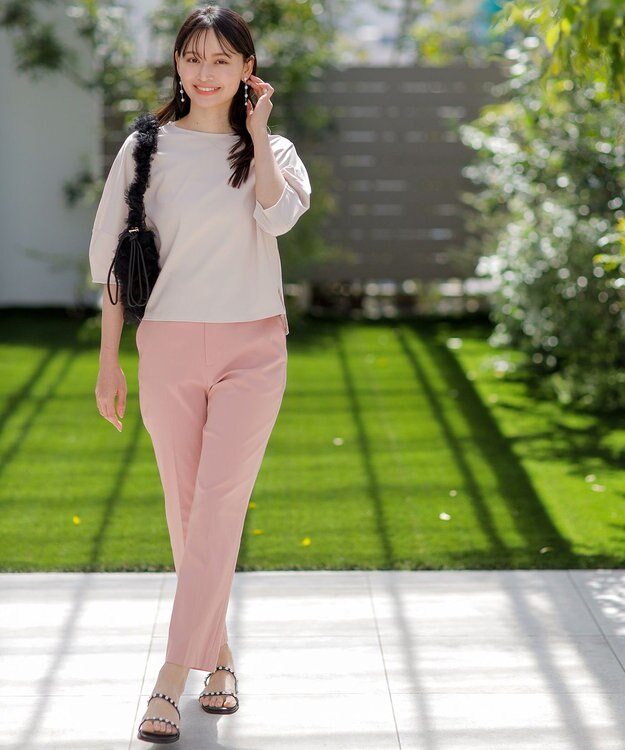 ANY SIS 【ストレッチ・接触冷感・撥水・UVカット・洗える】エアリーストレッチ テーパードパンツ ピンク