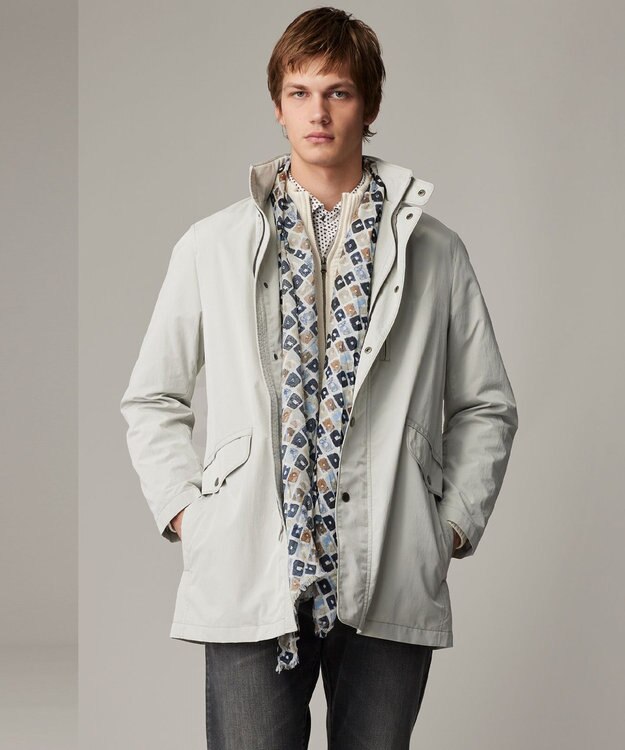 JOSEPH ABBOUD 【25SS・7ポケット/軽量/ECO撥水/インフード】ライトマイクロリップピーチ コート アイボリー系