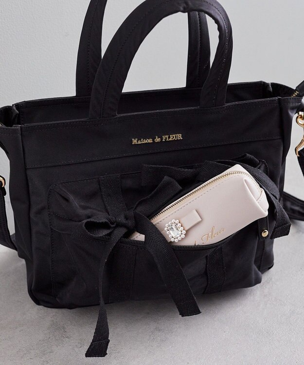Maison de FLEUR ボンネルリボンショルダーバッグ Black