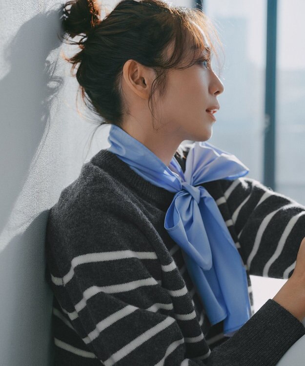 23区 L 【滝沢眞規子さん着用/Oggi掲載】ストレッチライトタイプライター 2WAY ボウタイブラウス スカイブルー系