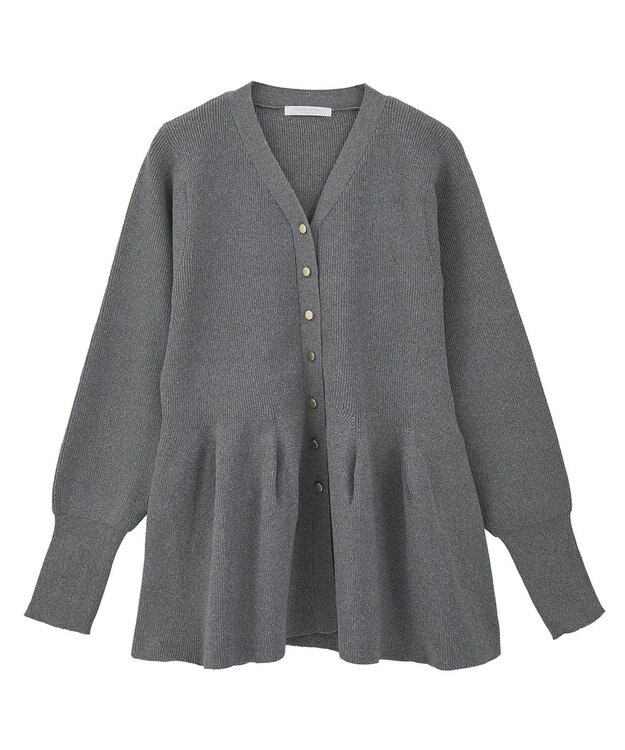 Green Parks 金釦ペプラムニットカーディガン Gray Mixture