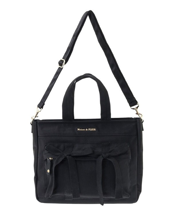 Maison de FLEUR ボンネルリボンショルダーバッグ Black
