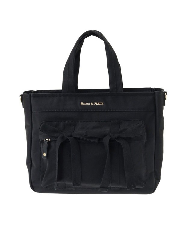 Maison de FLEUR ボンネルリボンショルダーバッグ Black