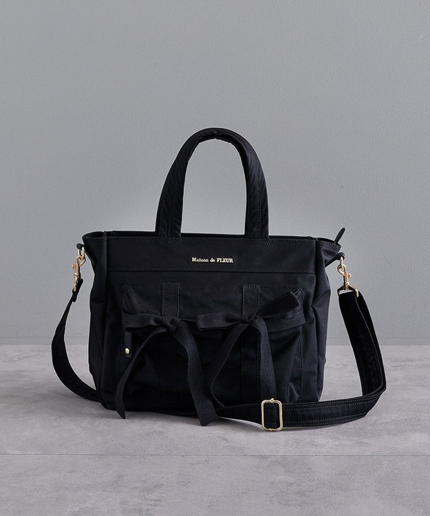 Maison de FLEUR ボンネルリボンショルダーバッグ Black